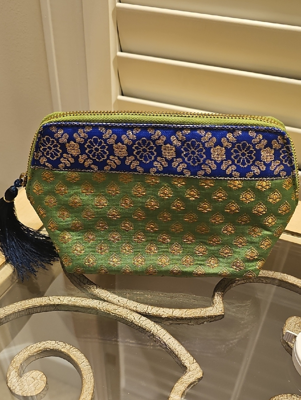 Green and Blue Embroidered Women's Clutch/makeup  Bag New With Brand New